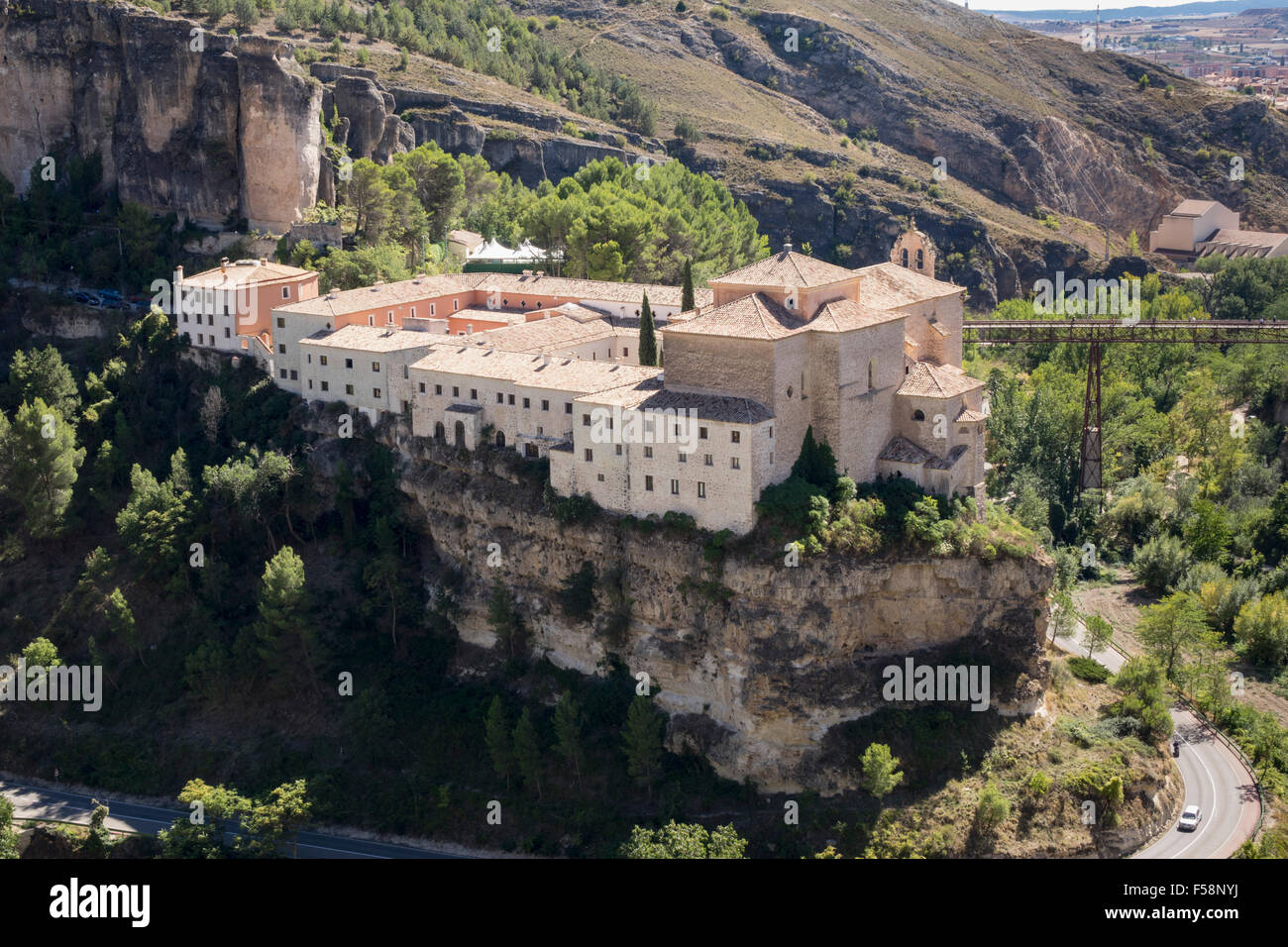 Parador hotel in the old Convent of St Paul in town of Cuenca in Castilla-La Mancha, Spain, Europe Stock Photo
