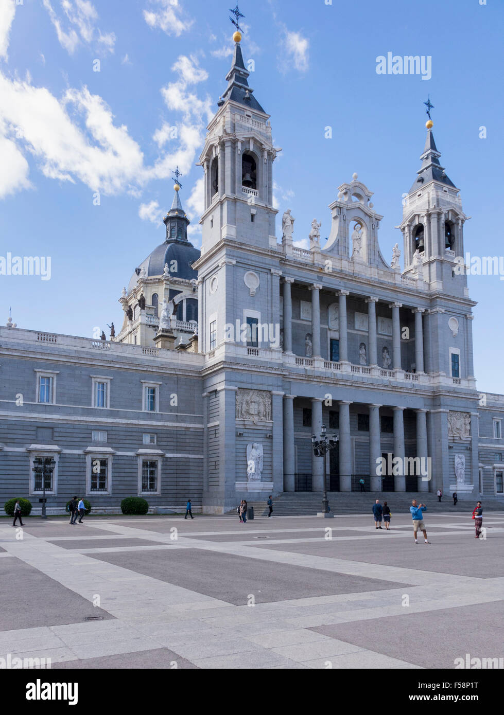 Almudena Cathedral in Madrid city center, Spain, Europe Stock Photo