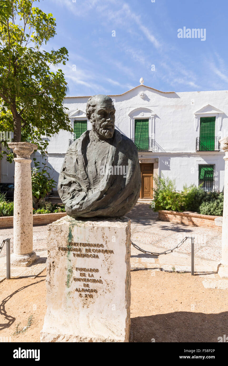 Statue to founder in town square of Almagro in Castilla-La Mancha, Spain, Europe Stock Photo