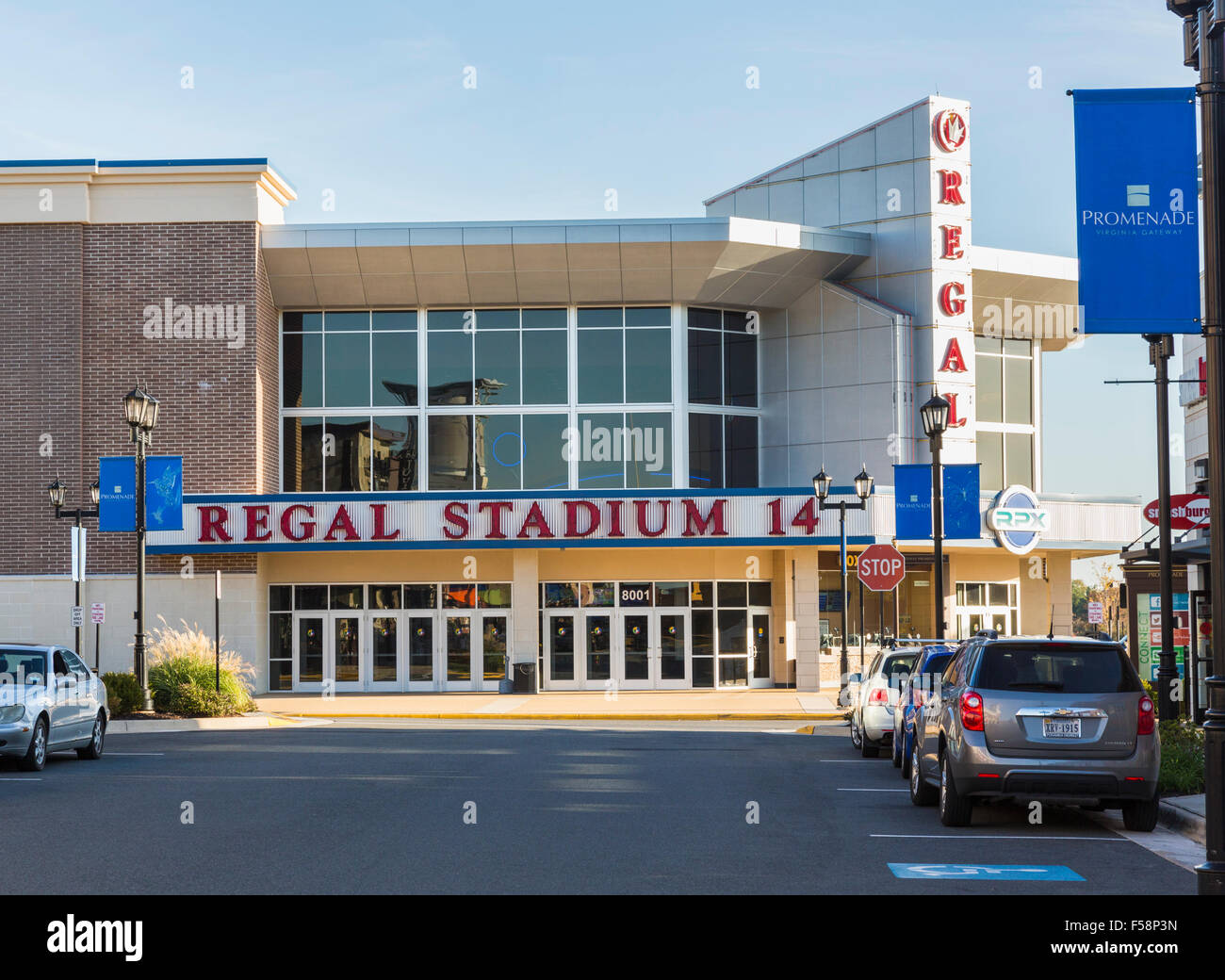 Regal Cinema in central shopping street in Virginia Gateway Shopping Center, Gainesville, Virginia, USA Stock Photo