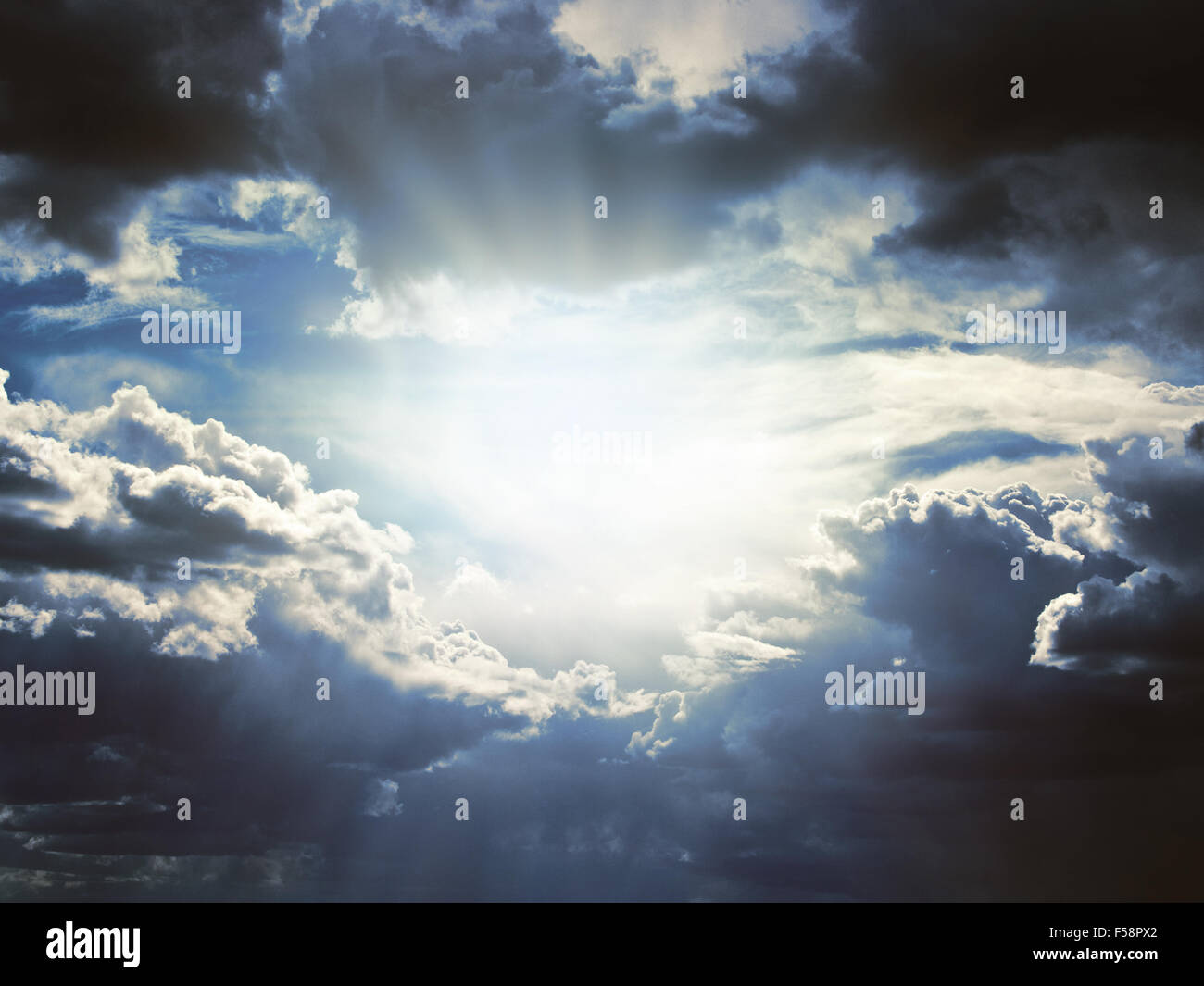 Background of dark clouds before a thunderstorm Stock Photo