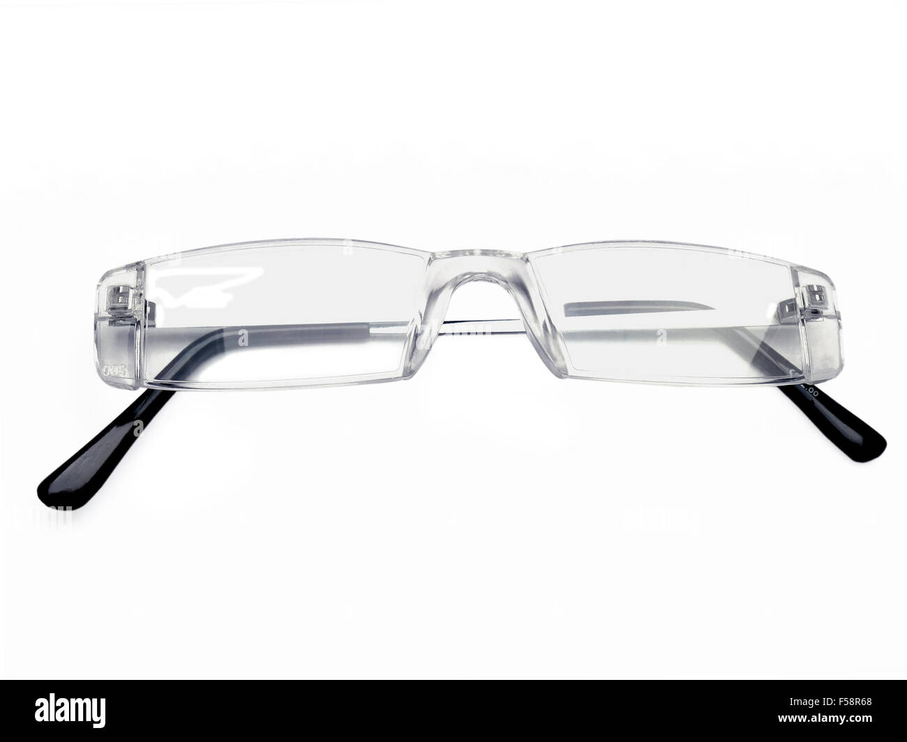 Pair of rimless eye glasses, reading glasses, eyeglass frames Stock Photo
