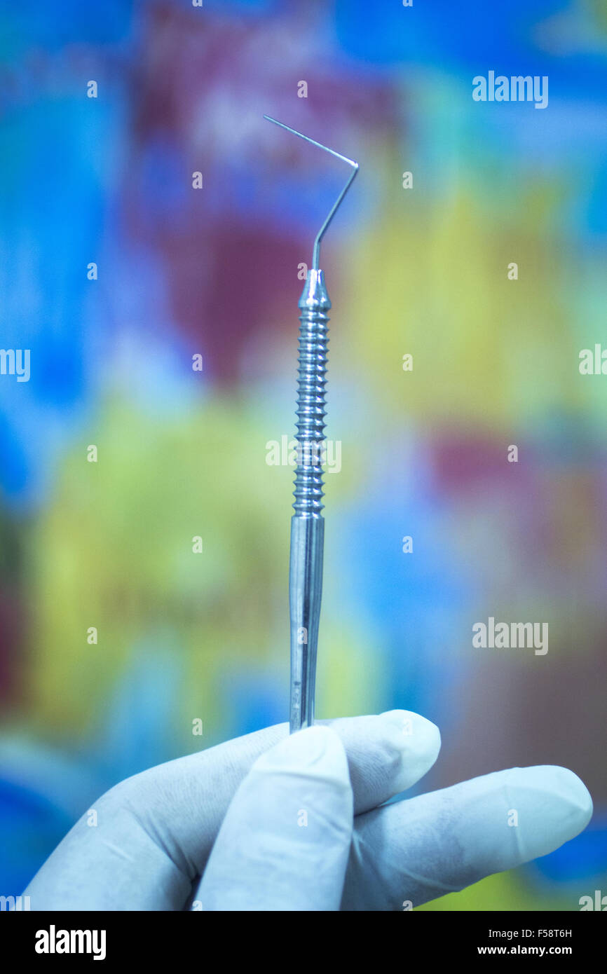 Dental instrumentation dentist tooth dental cleaning tool in the hand