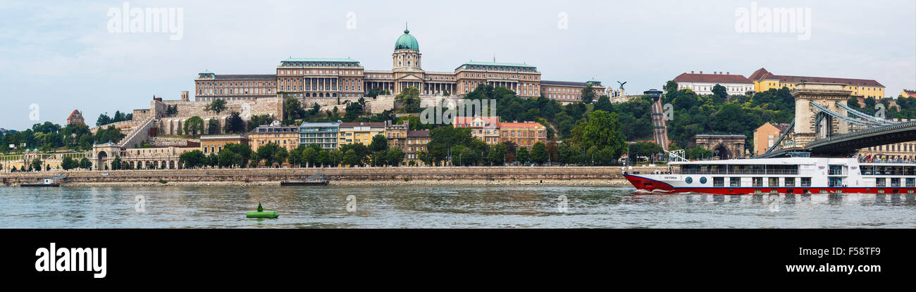 View across the Danube river towards Buda Palace and Castle Hill ...