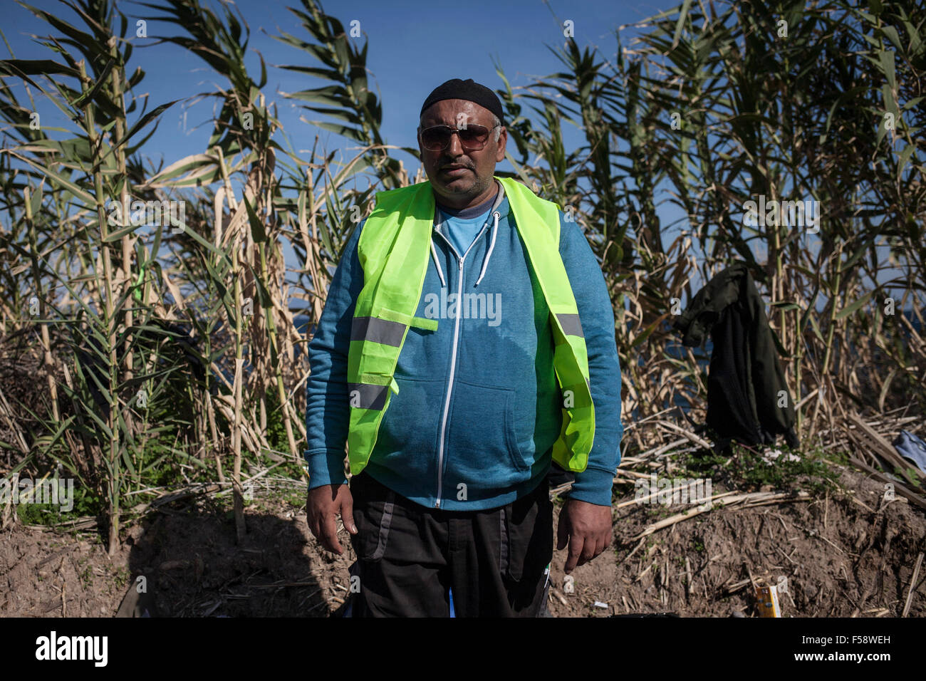 Lesvos, Greece. 30th Oct, 2015. Volunteer Khalid Mehmood, 48, came from Bolton near Manchester in the UK to help the refugees that reach the island of Lesvos, Greece, 30 October 2015. «We are sure that far more people are dying every night than is publicly known», he says. Lesvos, Greece, on the 30th of October 2015. Foto: Socrates Baltagiannis/dpa/Alamy Live News Stock Photo