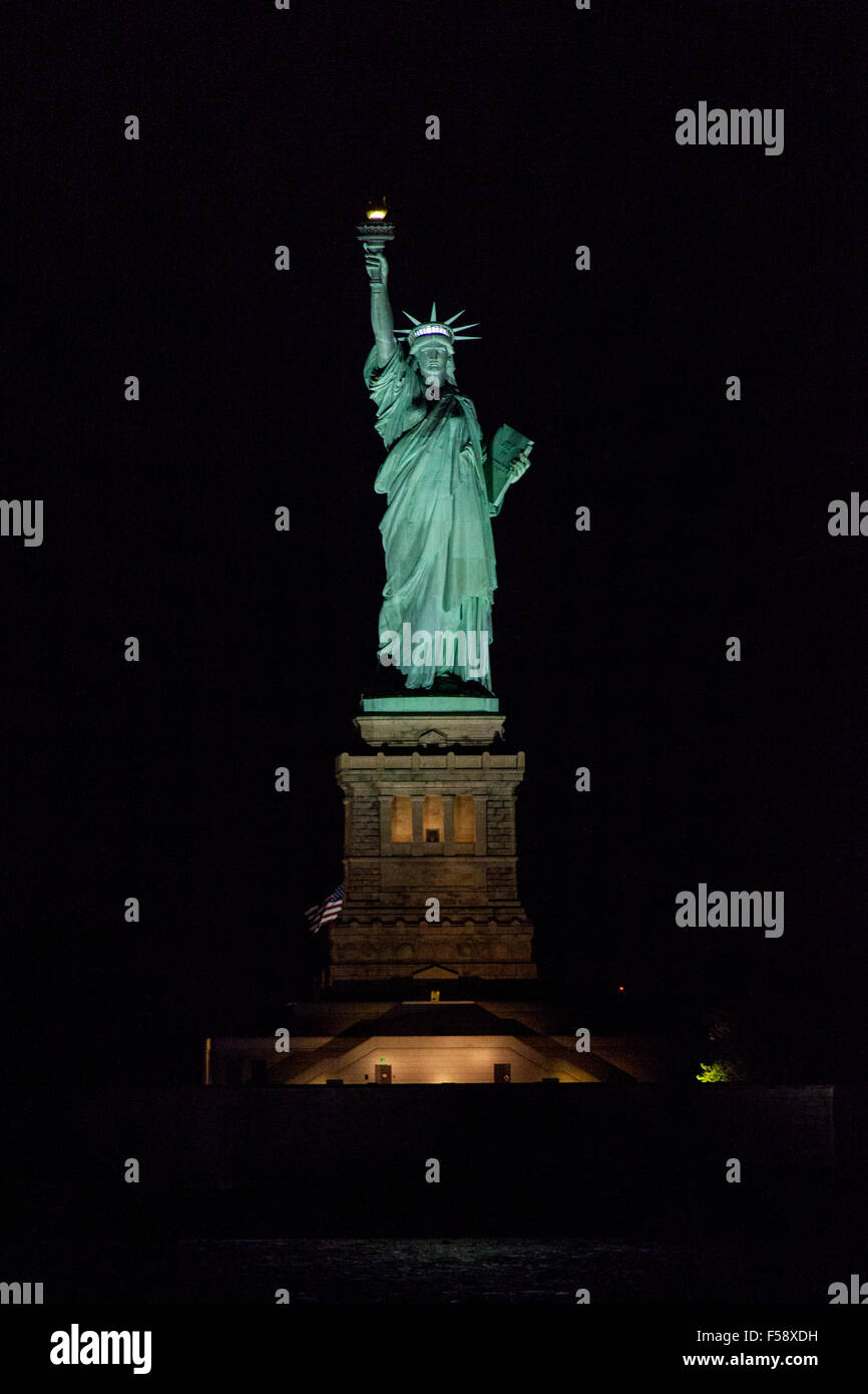 Statue of Liberty at night, New York City, united states of America. Stock Photo