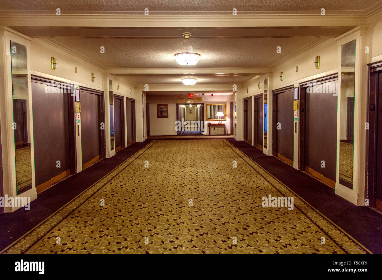 Lift reception area, 10th Floor Hotel Pennsylvania, 7th Avenue , new York city, United states of America. Stock Photo