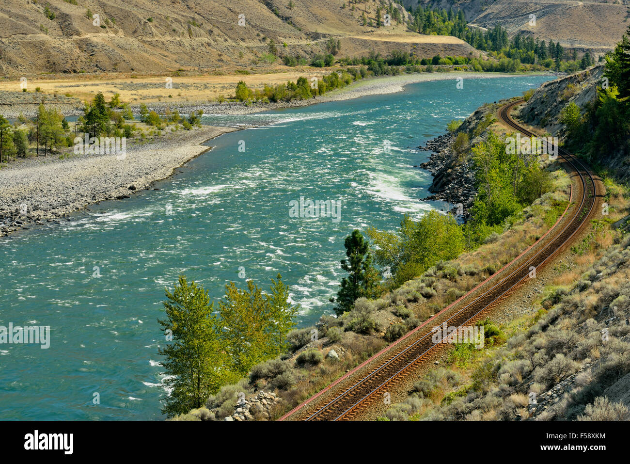 Thompson River Valley, Highway 1 Quesnel to Hope, British Columbia, Canada Stock Photo