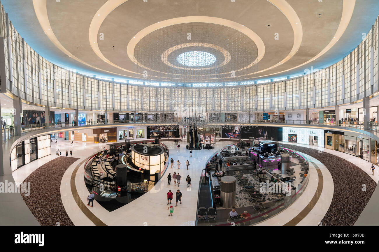 Interior of atrium at Fashion Avenue in Dubai United Arab Emirates Stock Photo