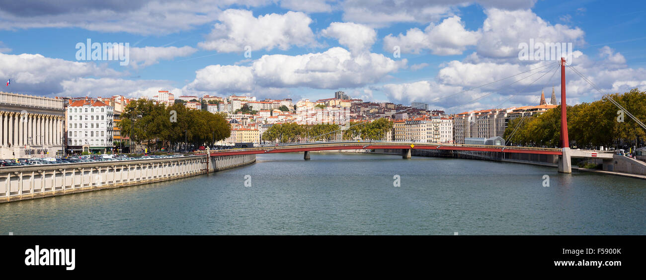 Overlooking the Saone river in Lyon, France Stock Photo