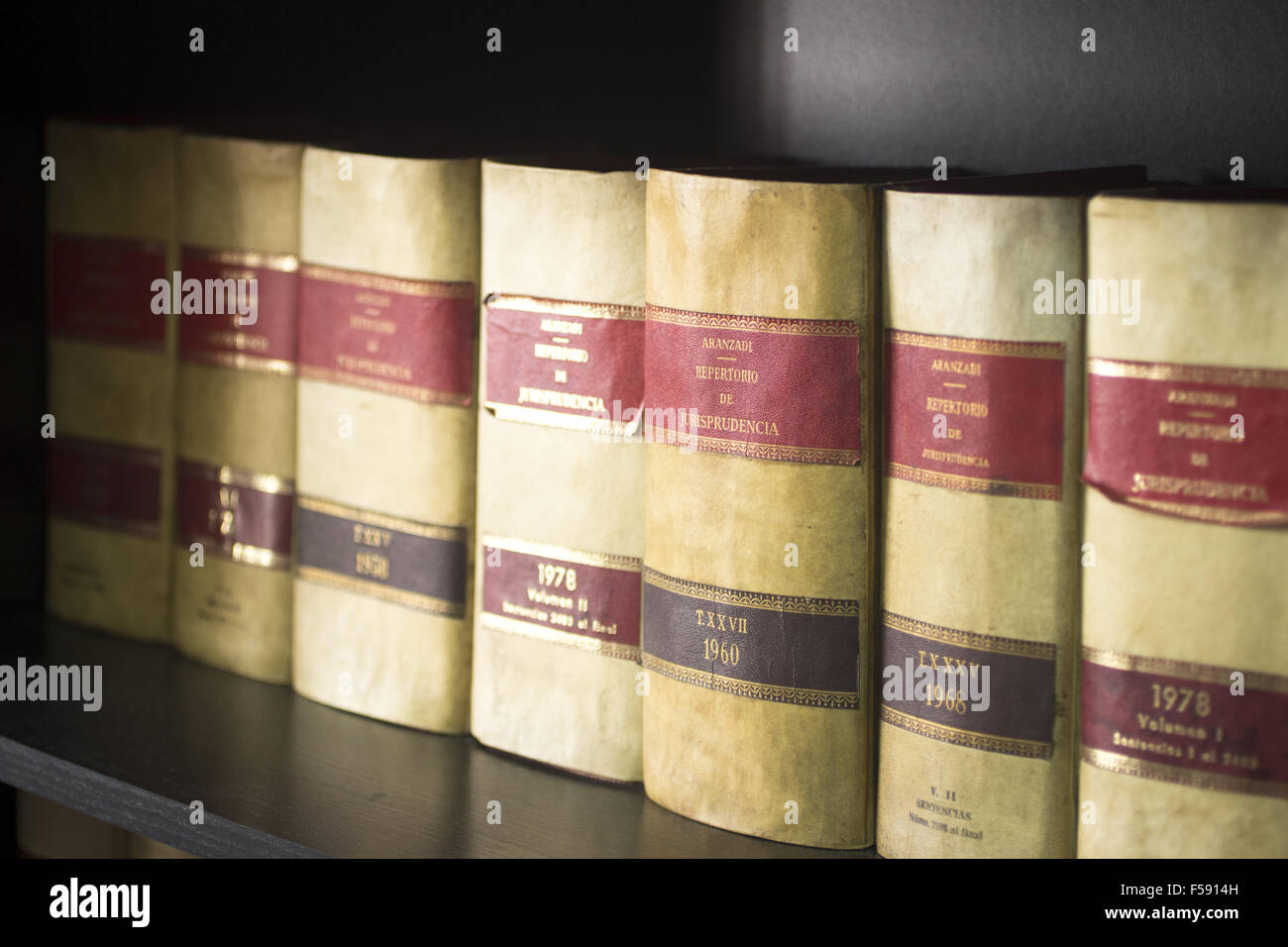 Old legal books Spanish barristers law reports in Spain on bookshelf in ...