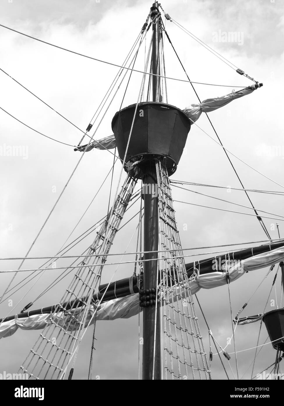 Tall ship sail Black and White Stock Photos & Images - Alamy