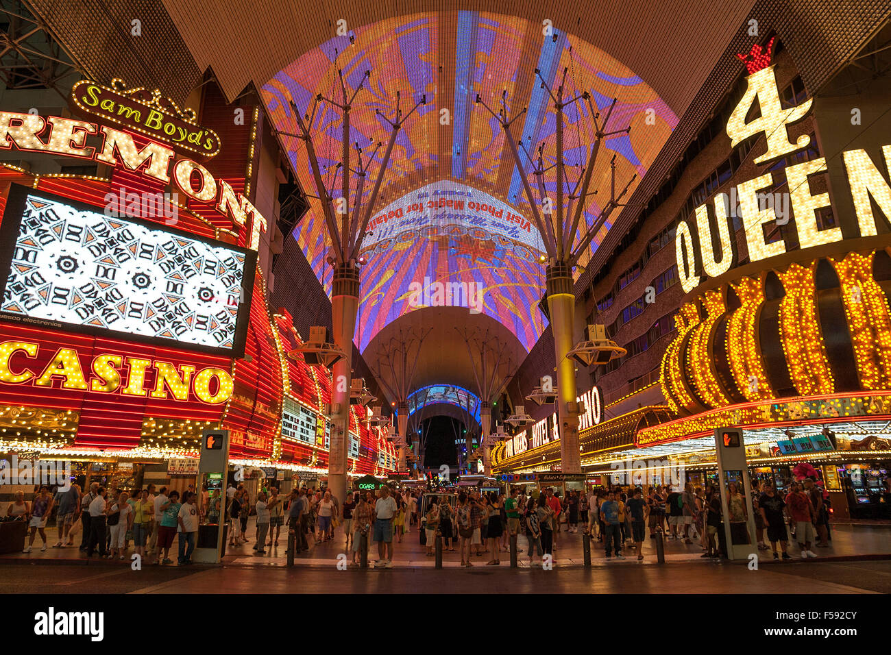 Fremont Street Experience neon dome, Downtown, Las Vegas, Nevada, USA Stock Photo