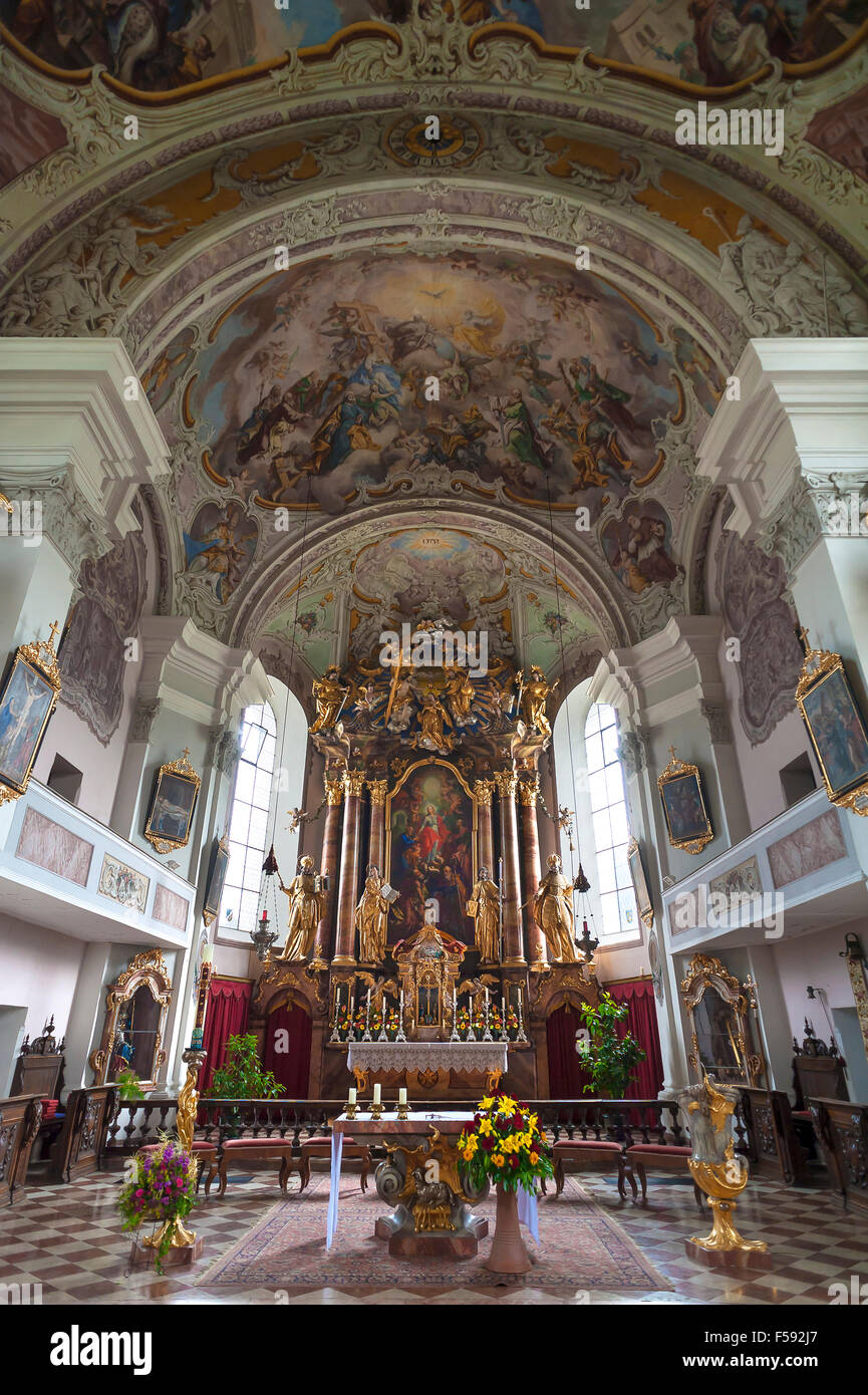 Chancel, St. Peter and Paul Church, Söll, Tyrol, Austria Stock Photo