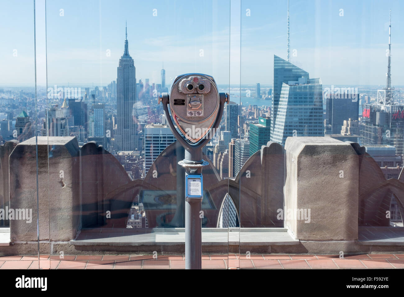 View over Manhattan and Central Park from the observation deck of the Rockefeller Center in New York Stock Photo