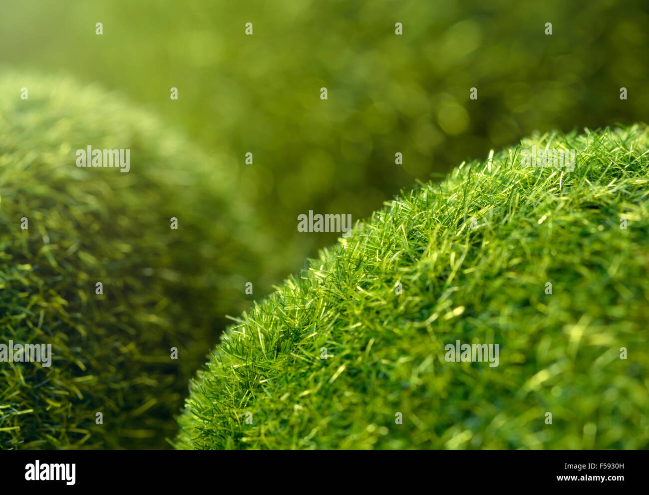 Backgrounds and textures: imitation of green grass hills, natural abstract with beauty bokeh and sunlight Stock Photo