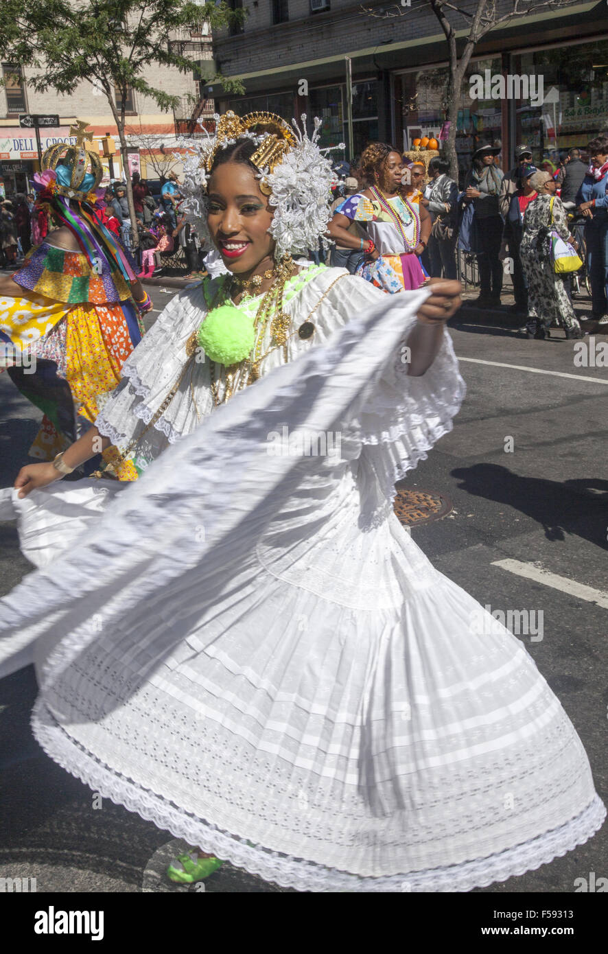 Panamanian Independence Parade in the Crown Heights neighborhood of Brooklyn NY. Stock Photo