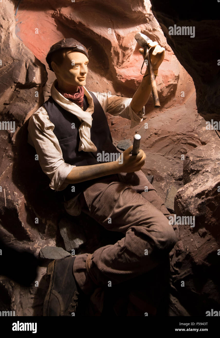 An exhibit at the Keswick Pencil Museum representing a graphite miner Stock Photo