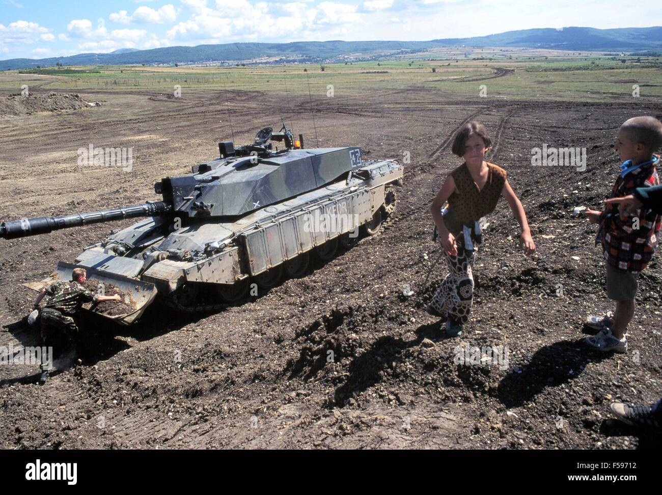 NATO intervention in Kosovo, July 2000, British tanks Challenger at the