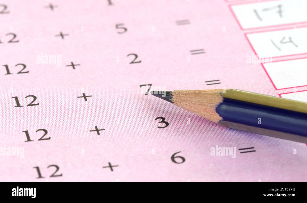 Preliminary mathematics with a pencil Stock Photo