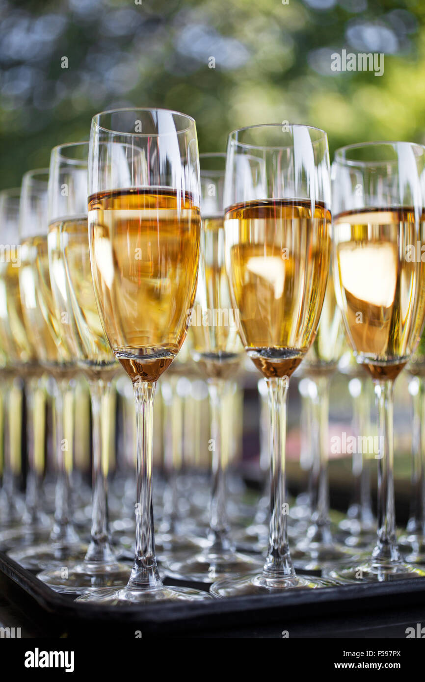 Wedding Reception With Sparkling Wine Or Champagne Stock Photo