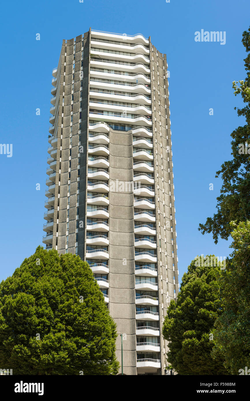 Sunset Plaza (1968), a 28 storey West End apartment building opposite