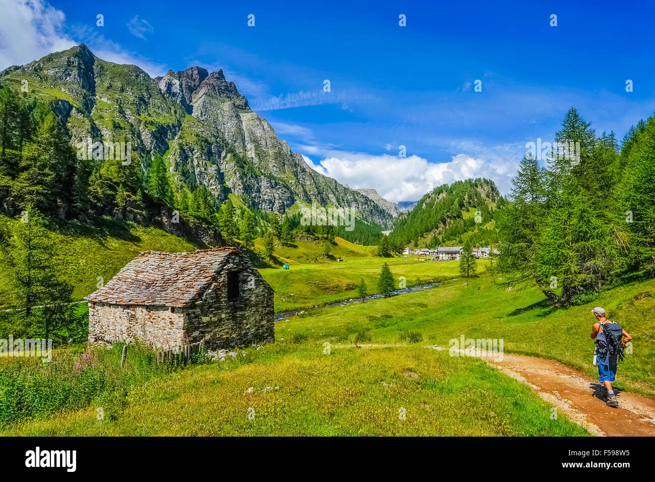 Italy Piedmont Alpe Devero Natural Park Pizzo Stange on the Piana di ...