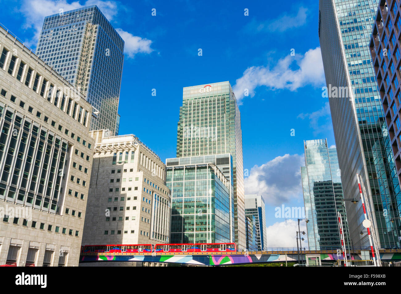 Canary wharf skyscrapers CBD banking and financial district Docklands London England UK GB EU Europe Stock Photo