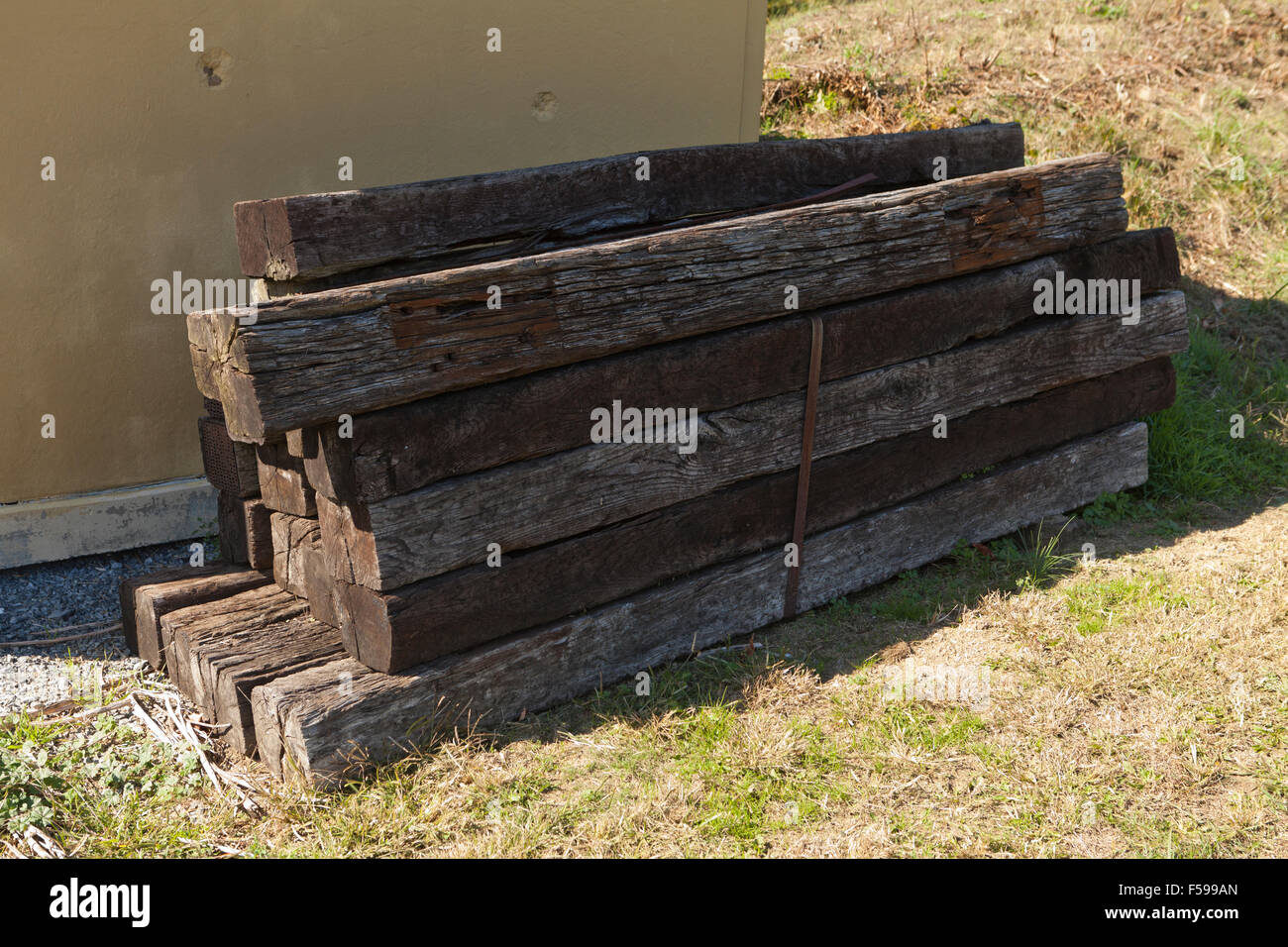 Used railroad ties USA Stock Photo Alamy