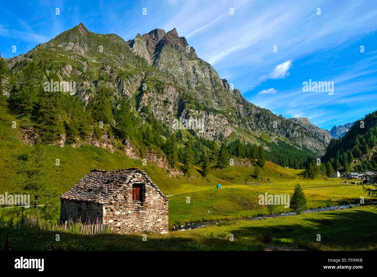 Italy Piedmont Alpe Devero Natural Park mountain landscape of the Alpe ...