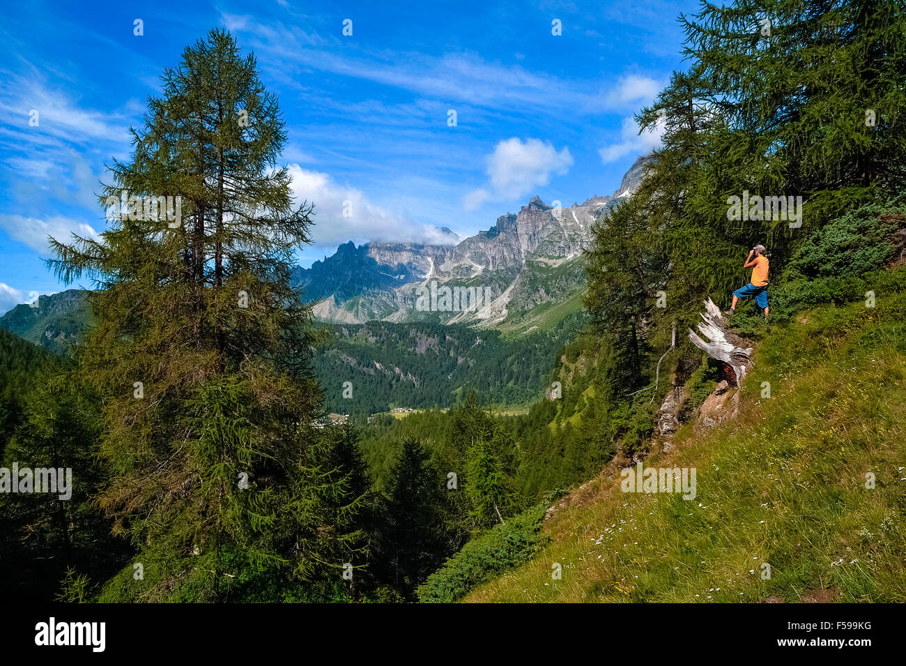 Italy Piedmont Alpe Devero Natural Park mountain landscape of the Alpe ...