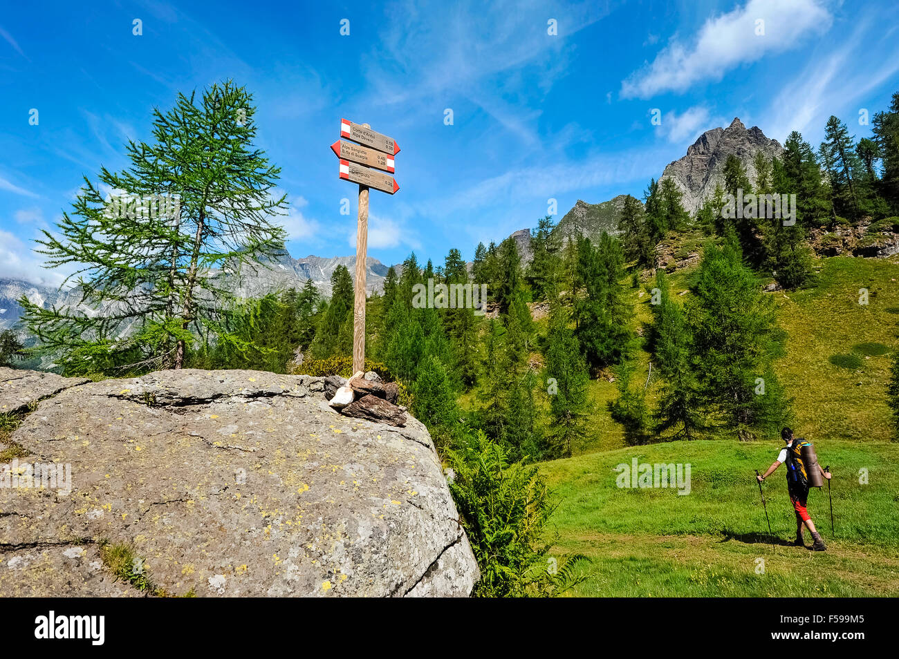 Italy Piedmont Alpe Devero Natural Park mountain landscape of the Alpe ...
