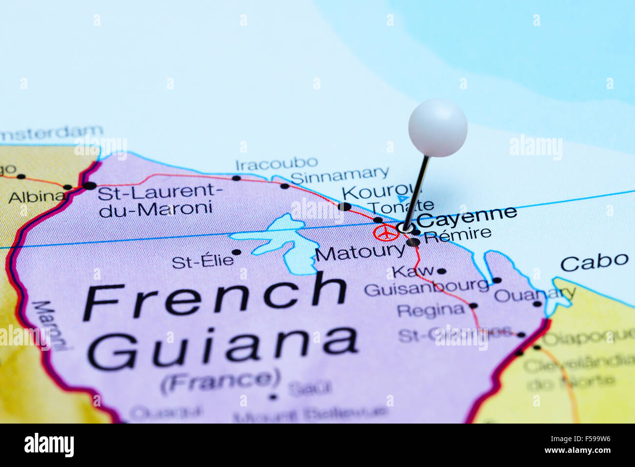 Cayenne pinned on a map of America Stock Photo Alamy