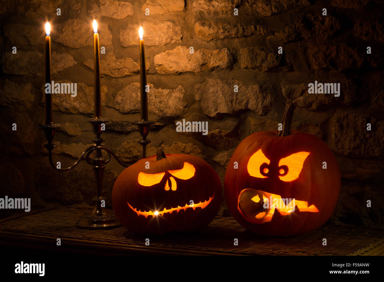 Spooky Halloween Pumpkins Stock Photo