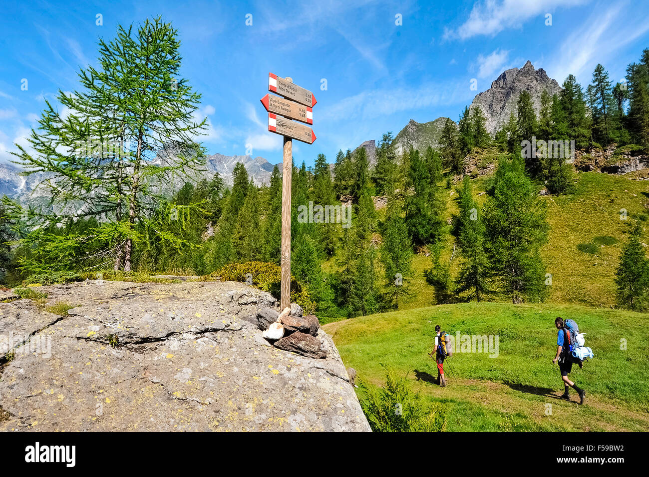 Italy Piedmont Alpe Devero Natural Park mountain landscape of the Alpe ...