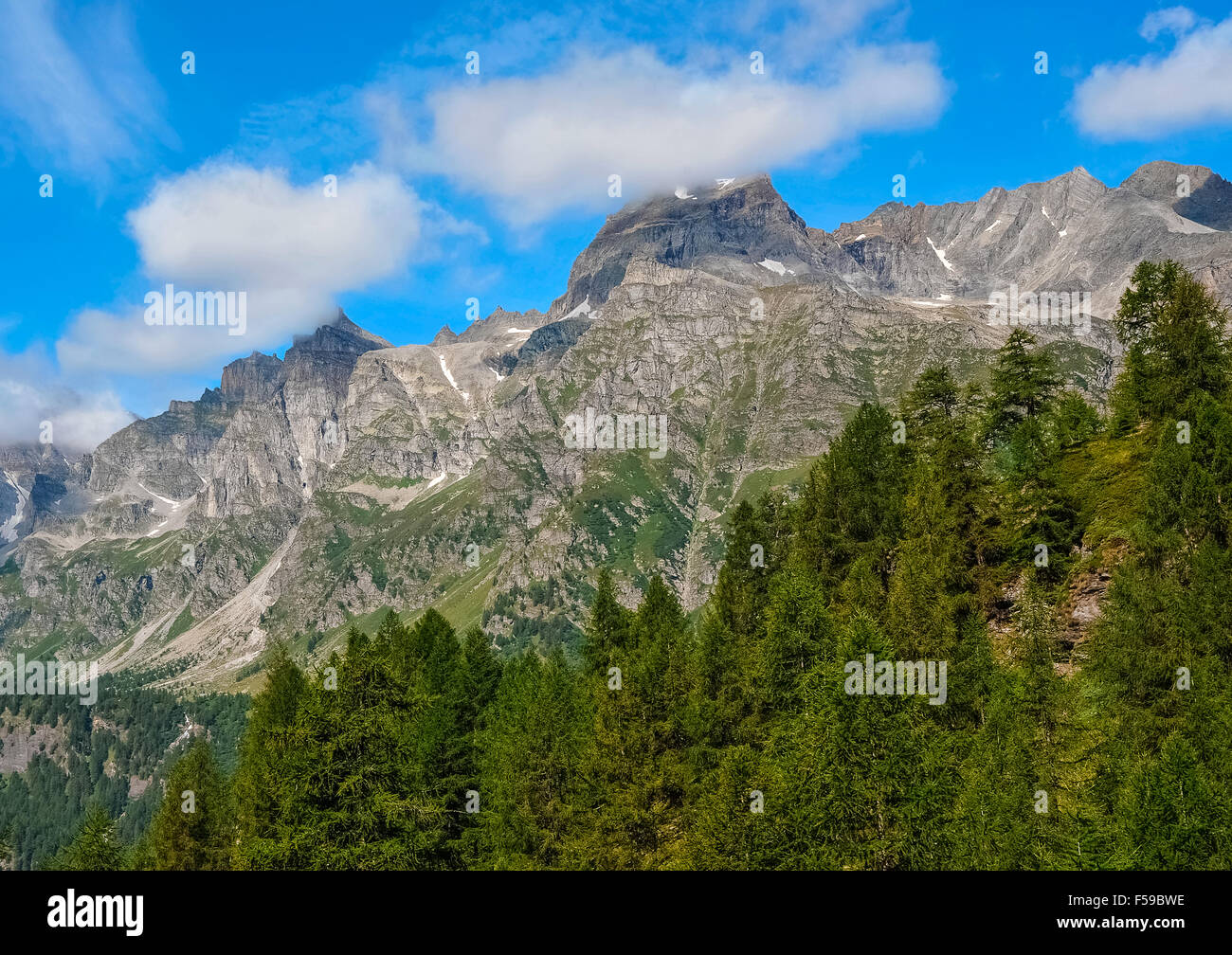 Italy Piedmont Alpe Devero Natural Park mountain landscape of the Alpe ...