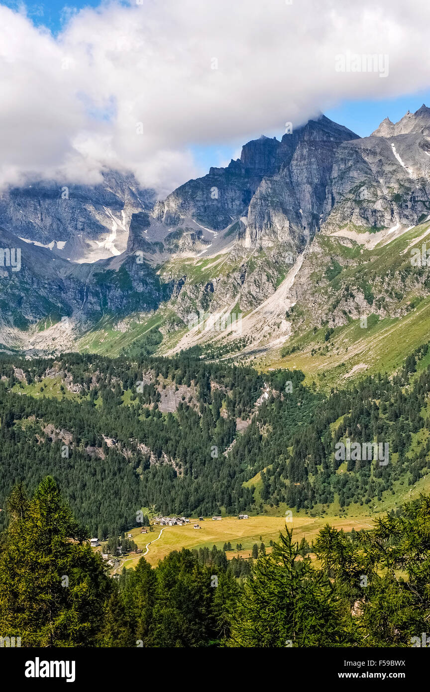 Italy Piedmont Alpe Devero Natural Park mountain landscape of the Alpe ...