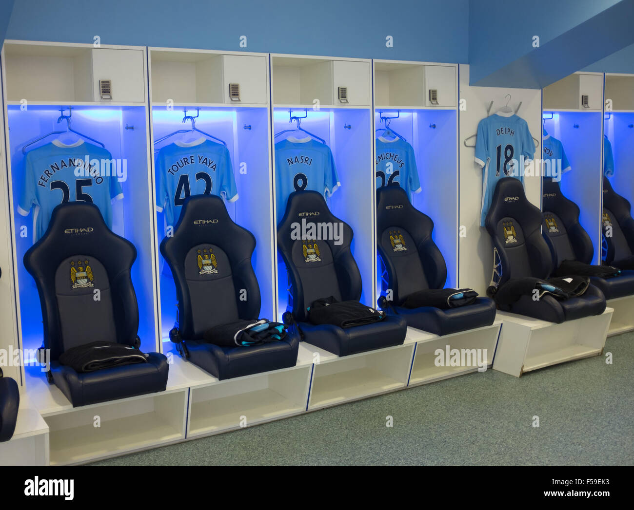 The dressing changing rooms at Manchester City football club, Etihad