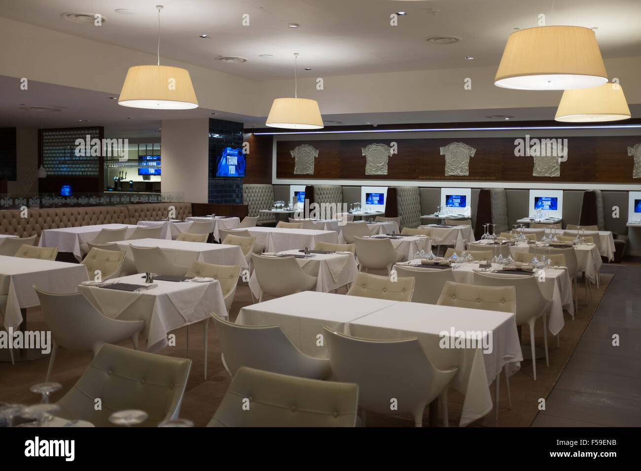 Chairman's Lounge dining room at the Etihad Stadium Manchester Stock