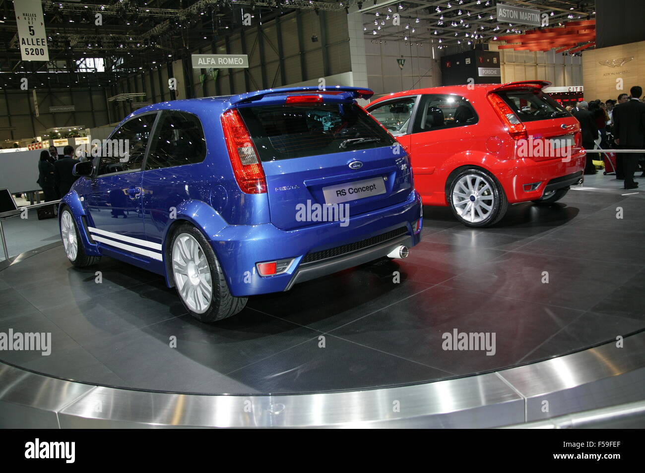 Ford Fiesta ST Road car and Fiesta RS Concept car - shown at the 2004 geneva motorshow -  rear and side view Stock Photo