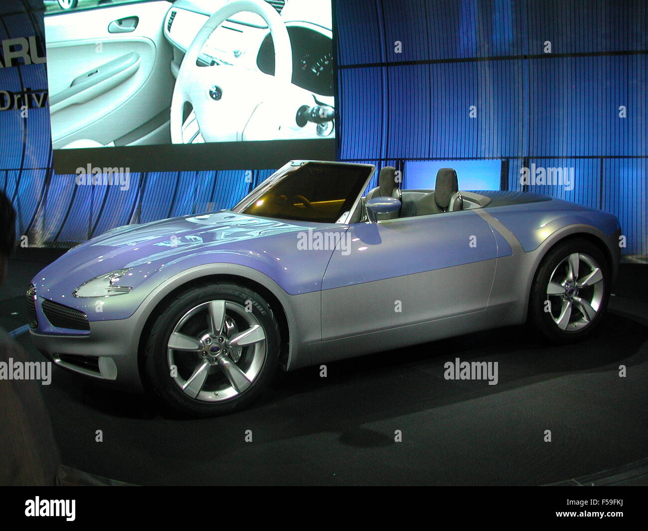 Subaru B9 Scrambler concept car shown at the 2003 motorshow in tokyo designed by Andreas Zapatinas - showing side view with open roof Stock Photo