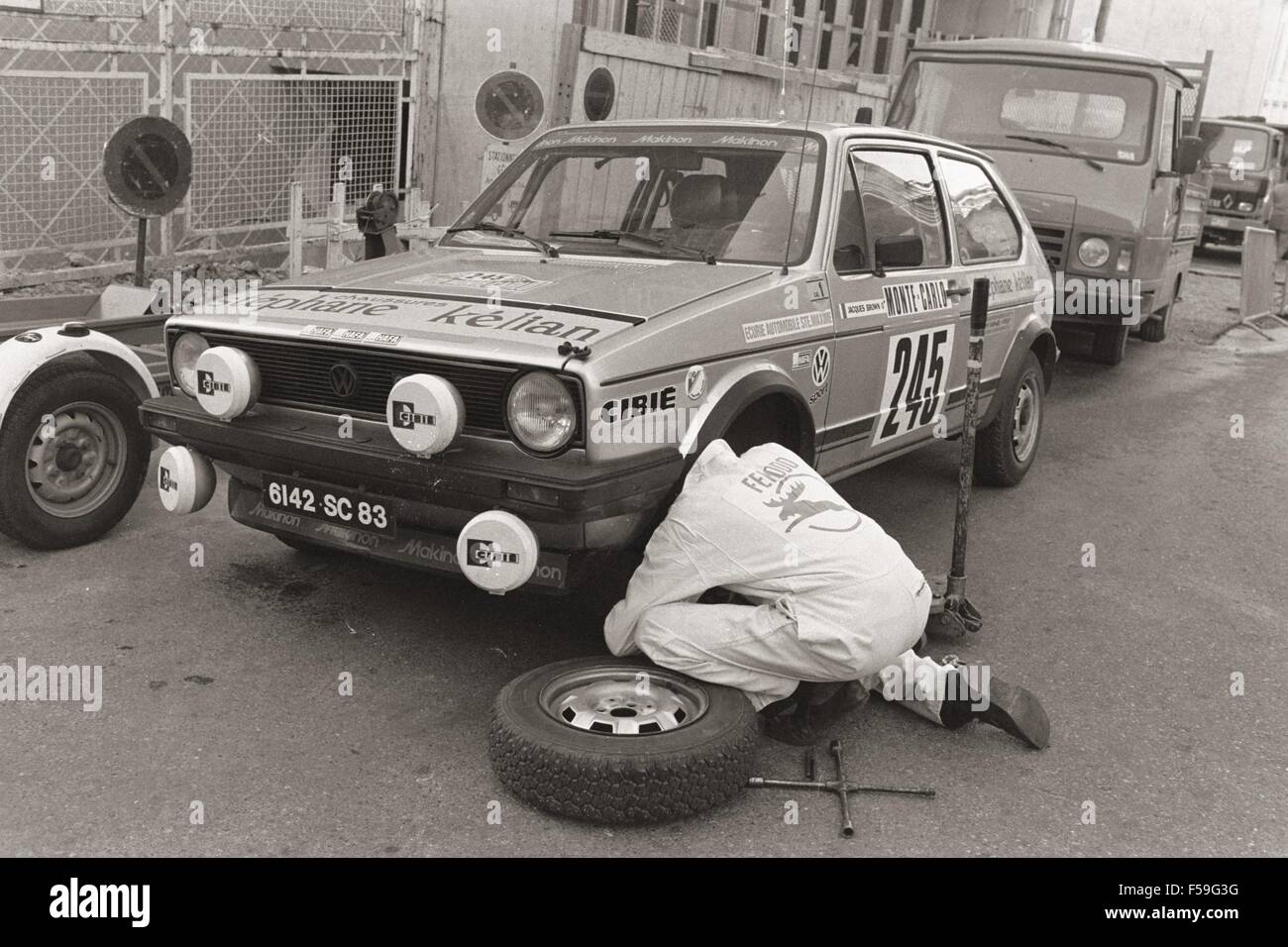 VW Volkswagen Golf mk1 On the WRC monte carlo rally being repaired on road  section of the famous long running world rally Stock Photo - Alamy