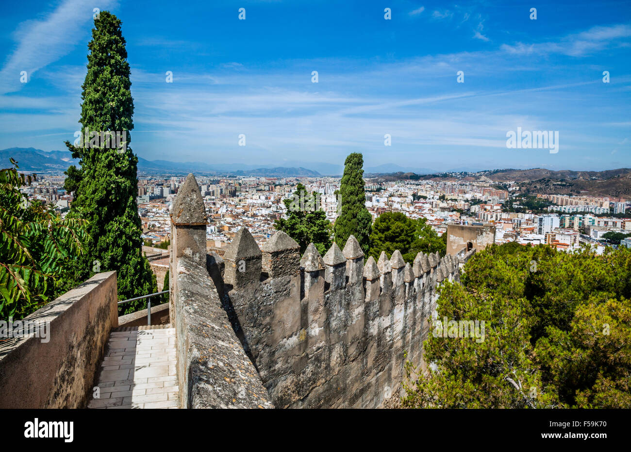 Spain, Andalusia, Malaga Province, Malaga, view of the urban sprawl north of the historic centre of Malaga Stock Photo