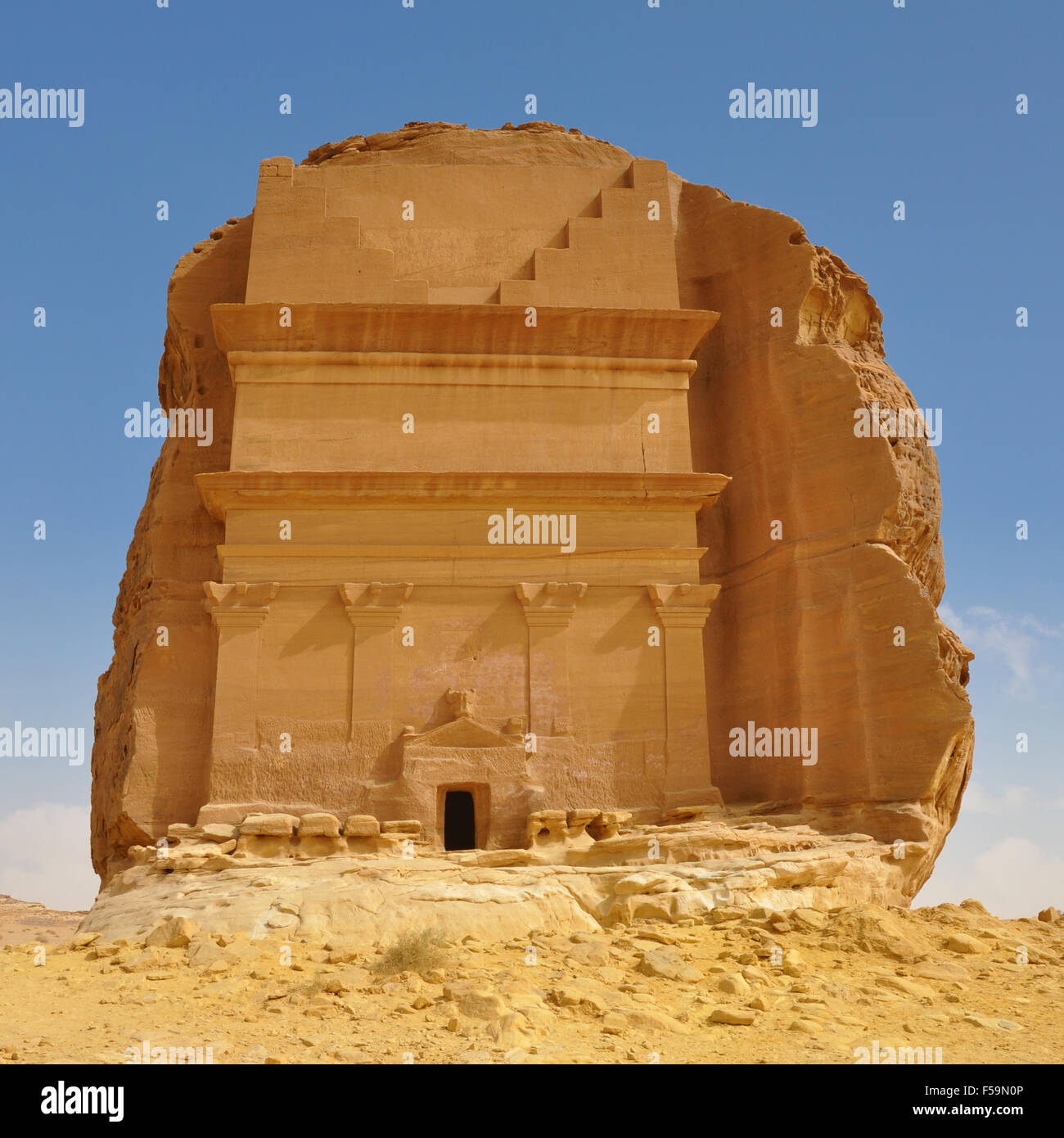 Qasr al Farid, biggest tomb in Archeological site Mada'in Saleh, saudi arabia Stock Photo