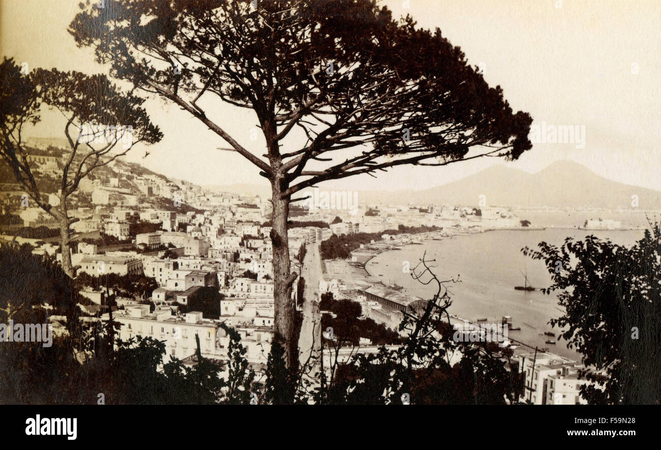 Panorama from Virgil's Tomb, Naples, Italy Stock Photo