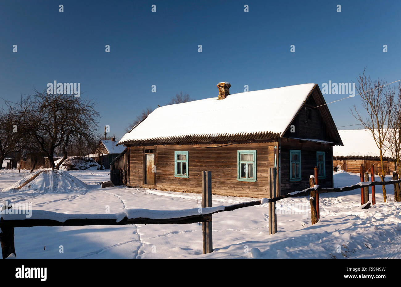 wooden house . winter Stock Photo - Alamy