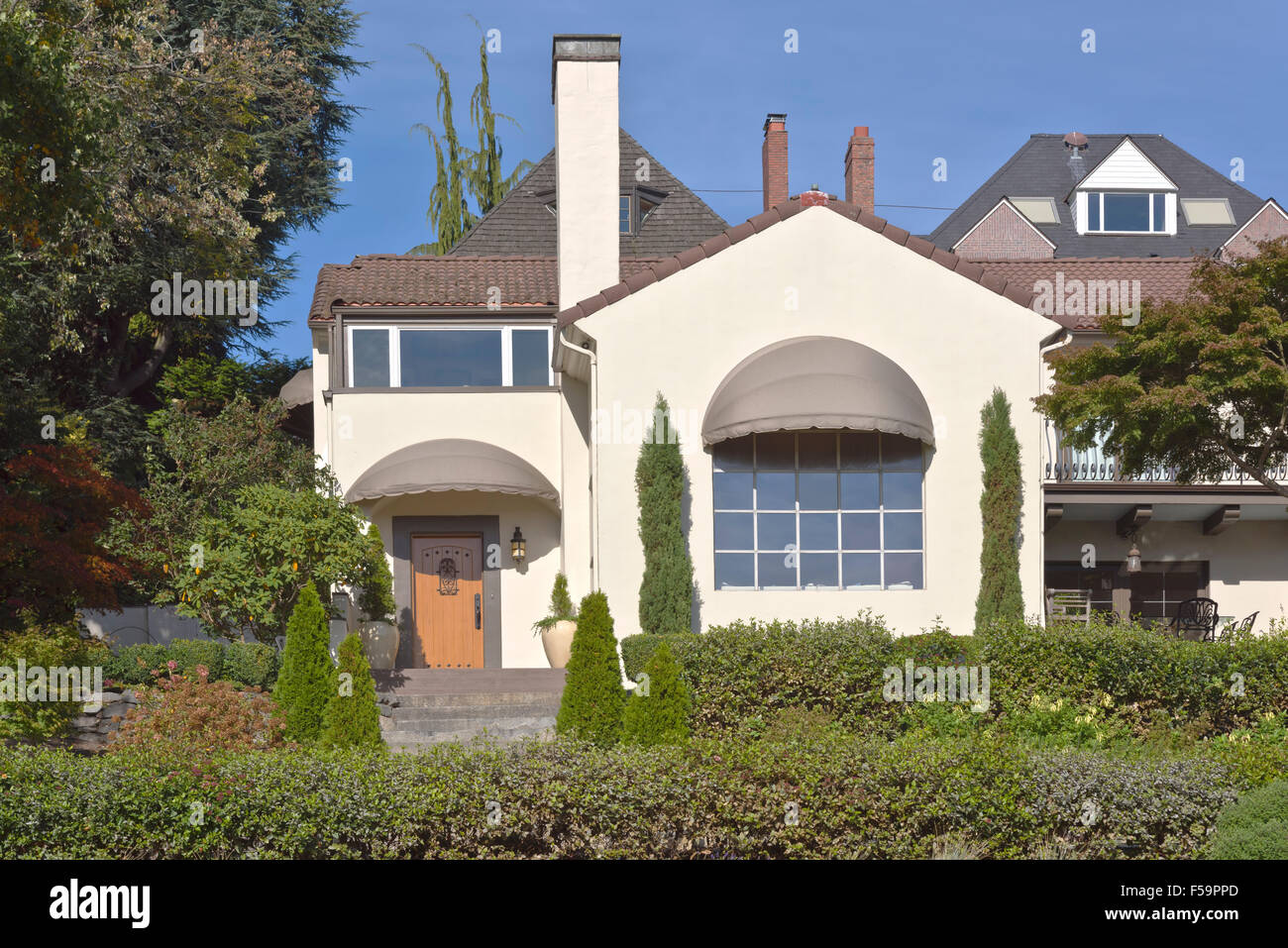 Residential homes in Queen Ann's area in Seattle Washington. Stock Photo