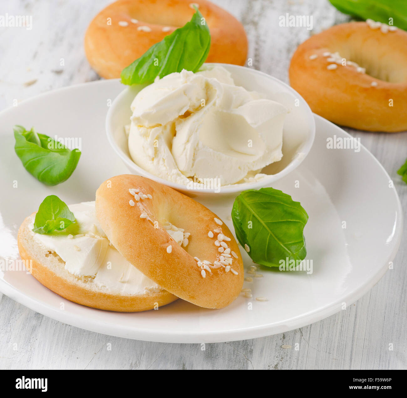Whole wheat bagel cream cheese hires stock photography and images Alamy