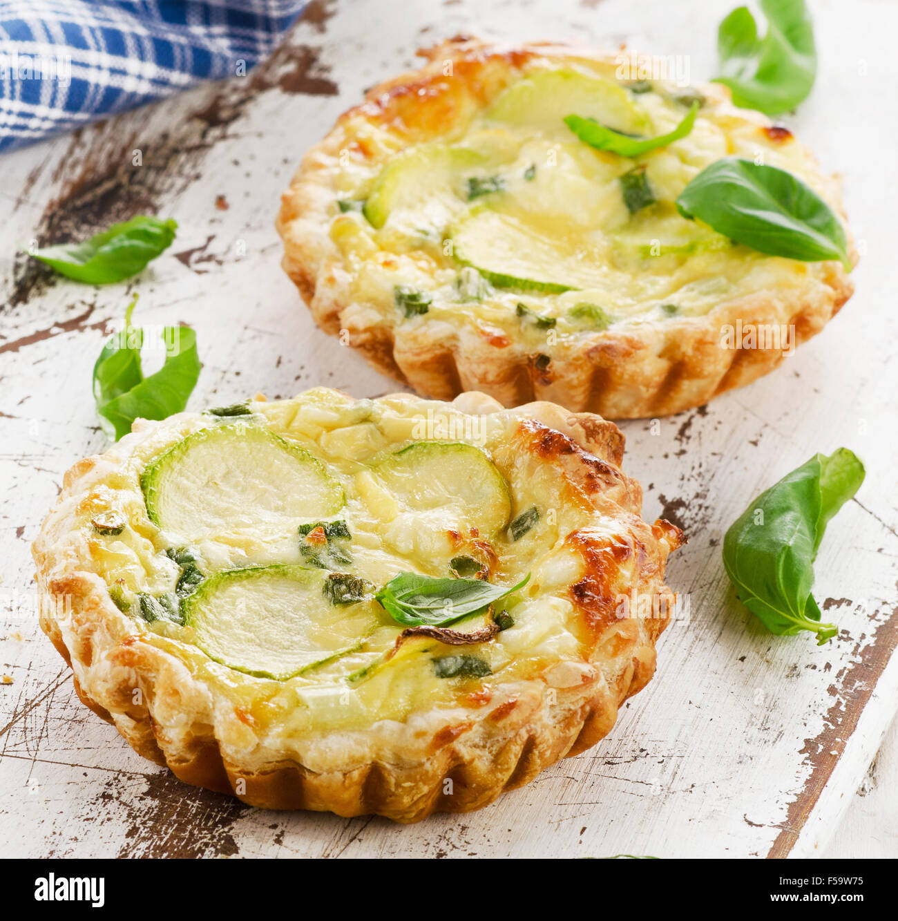 Tart with cheese on a wooden table. Selective focus Stock Photo