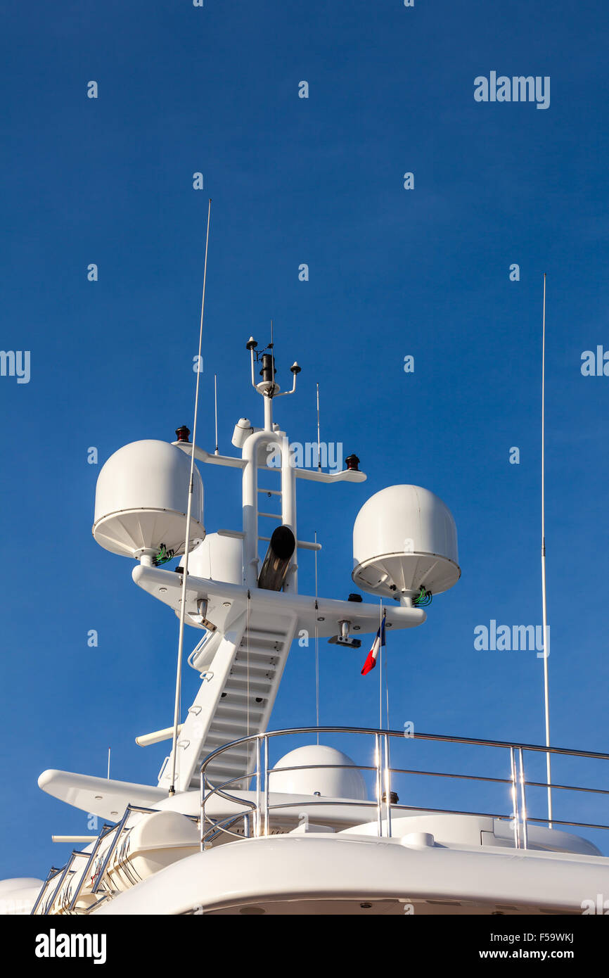 Communication and safety equipment onboard yacht Stock Photo Alamy